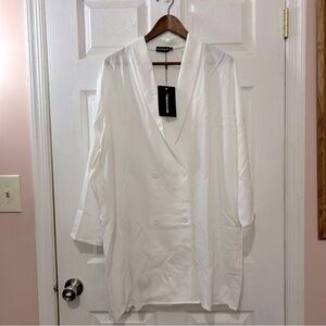 open lace back dress Inmaculada White Boned Bodice Mini Blazer Dress, M / White main image 1
